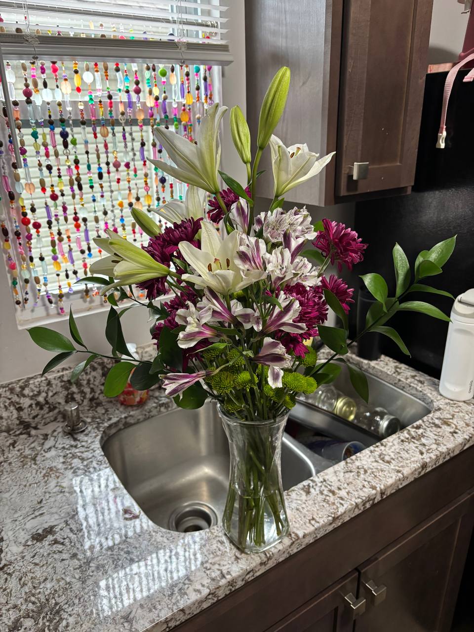 Garden style pastel arrangement